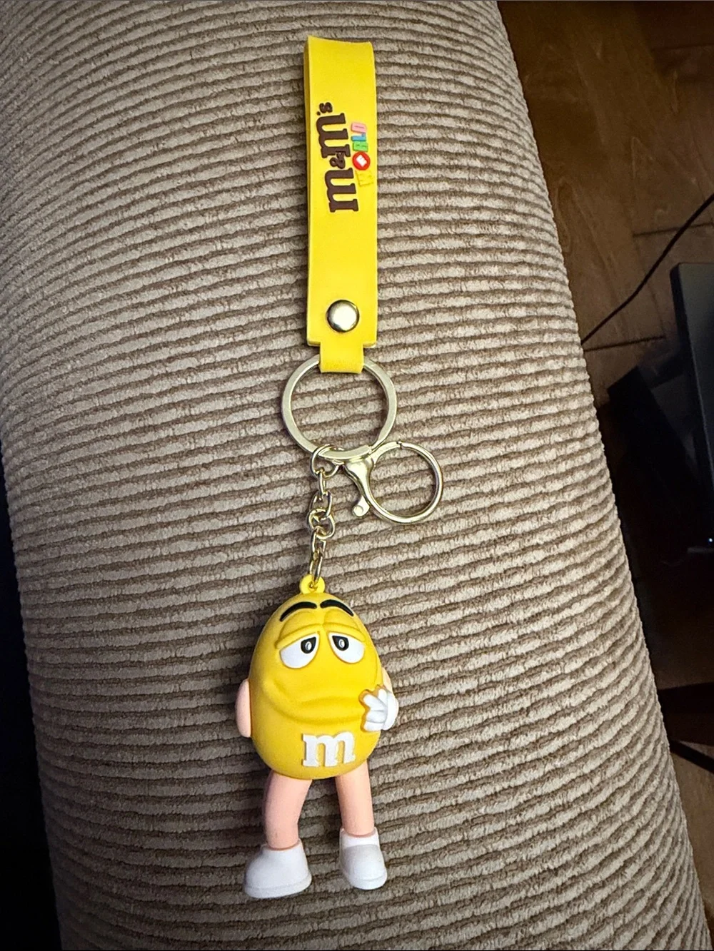 M&M'S Yellow Character Keychain with Yellow Strap and Gold Ring